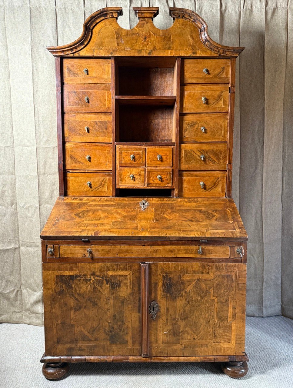 18th Century German Walnut Bureau Cabinet with Drawers and Fall Front, c.1780