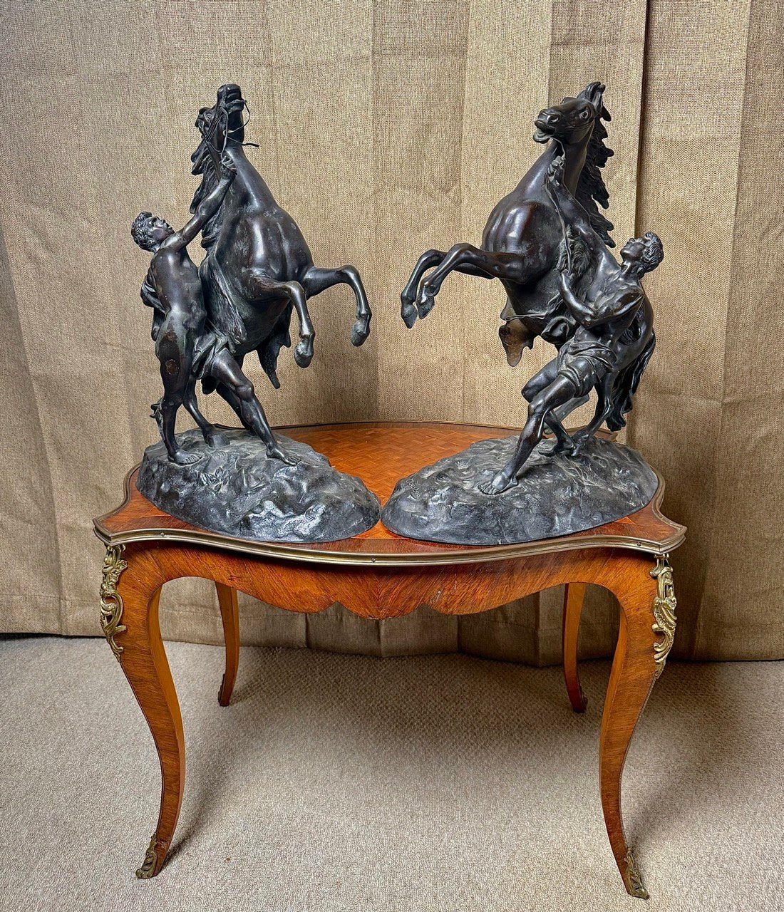Pair of 19th Century Marly Horse Tamer Bronzes - Signed Coustou