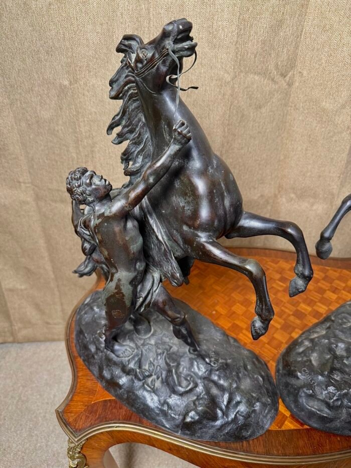 Pair of 19th Century Marly Horse Tamer Bronzes - Signed Coustou - Image 6