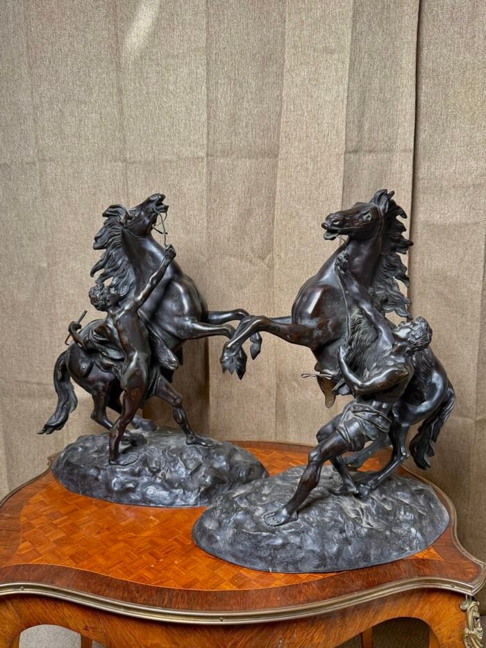 Pair of 19th Century Marly Horse Tamer Bronzes - Signed Coustou - Image 2