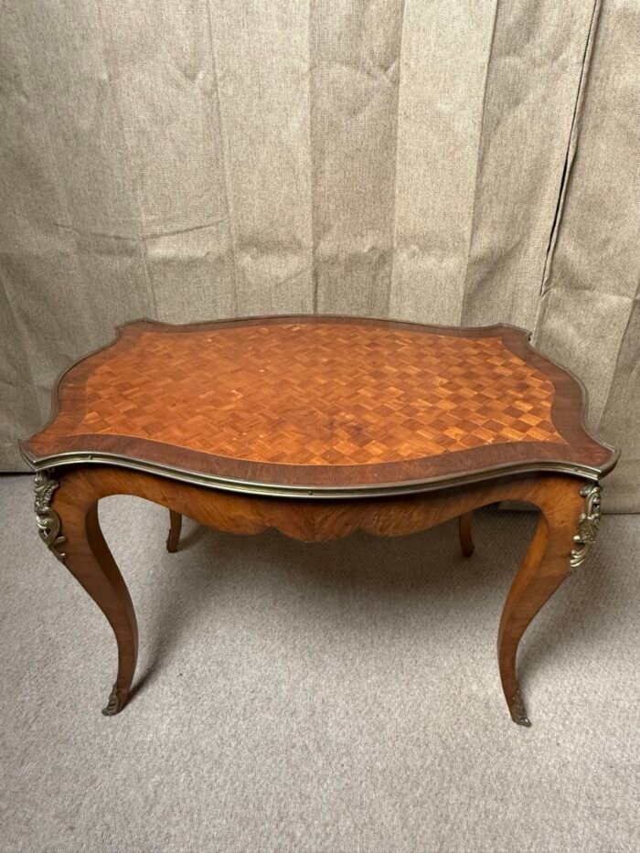 Pair of 20th Century Louis XV Revival Parquetry Salon Tables with Gilt Metal Mounts - Image 13