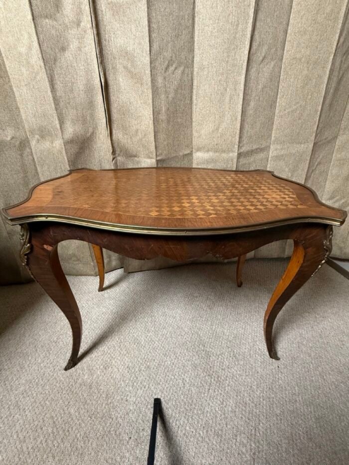Pair of 20th Century Louis XV Revival Parquetry Salon Tables with Gilt Metal Mounts - Image 10