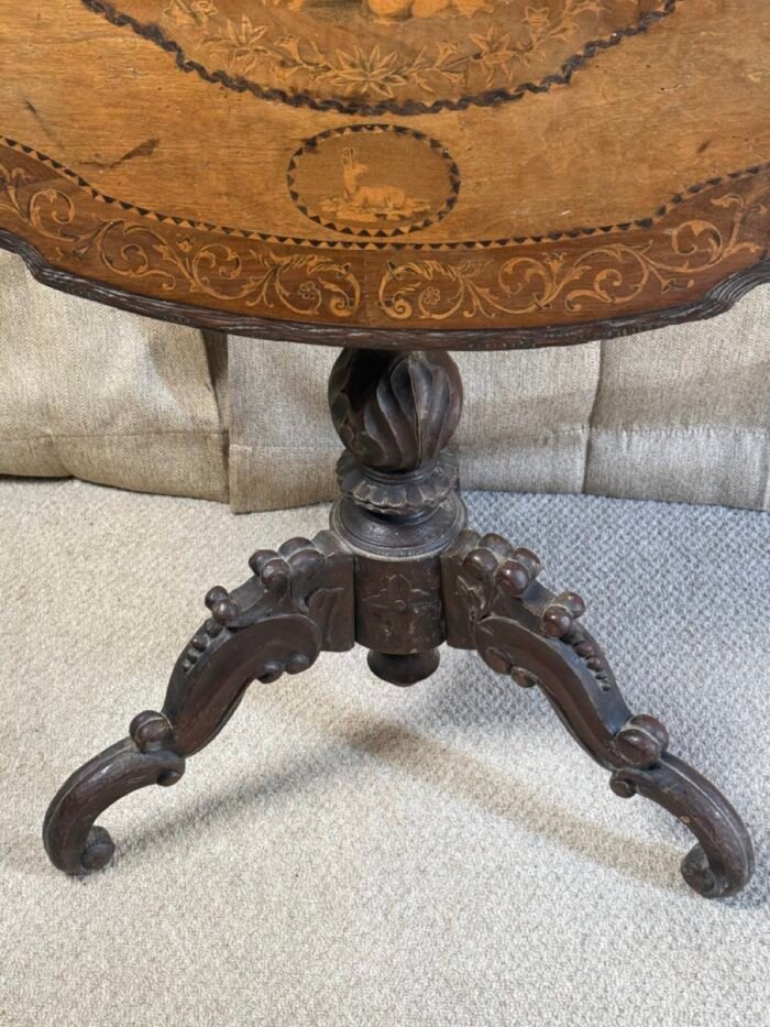 Black Forest Linden & Marquetry Centre Table with Inlaid Deer, c.1900 - Image 3
