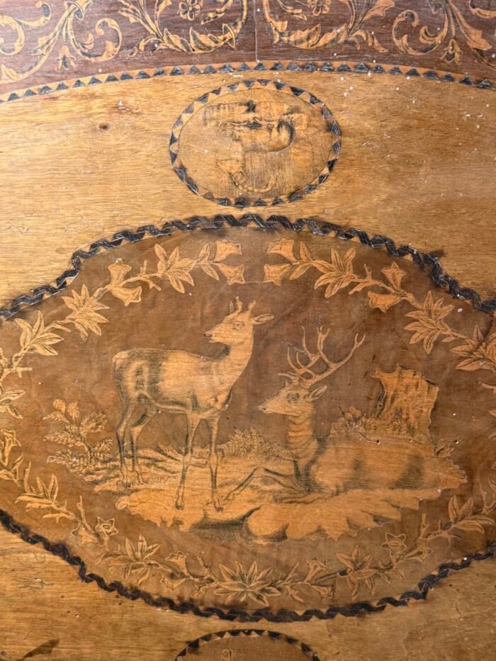 Black Forest Linden & Marquetry Centre Table with Inlaid Deer, c.1900 - Image 5
