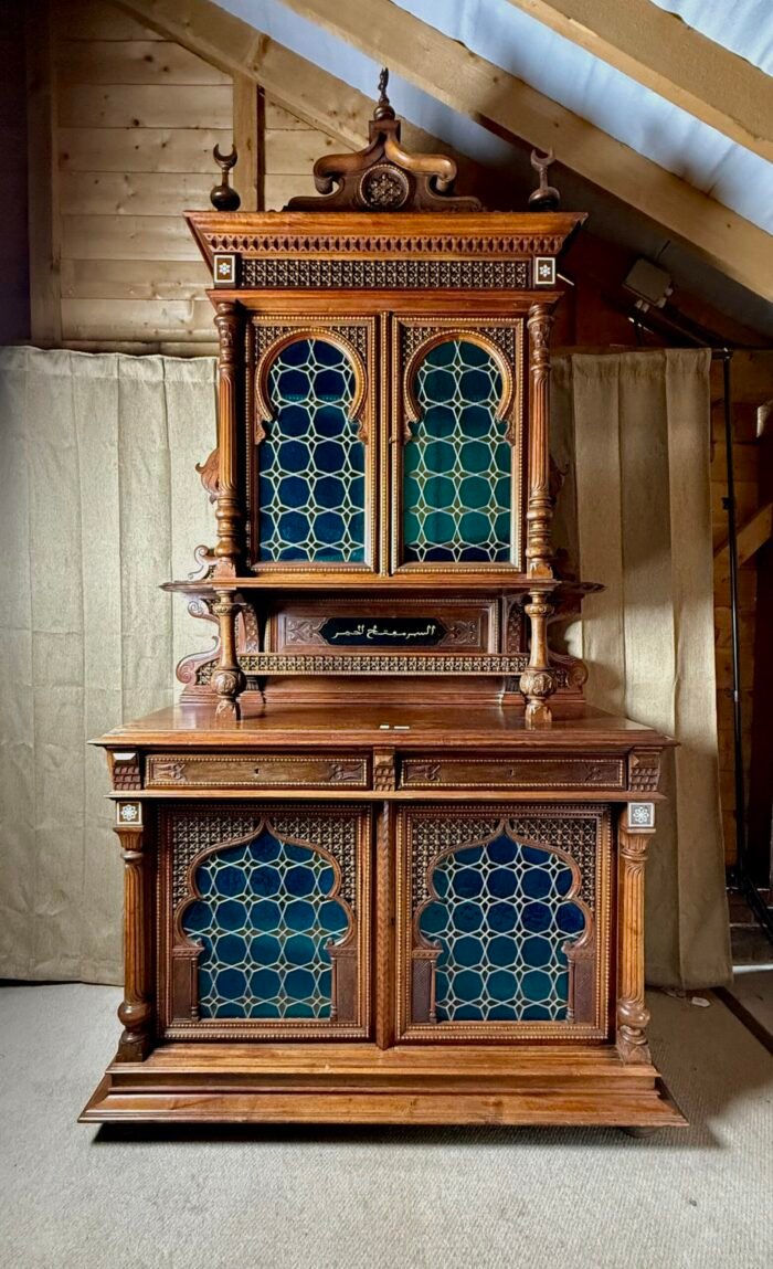 19th Century Orientalist Stain Glass Cabinet