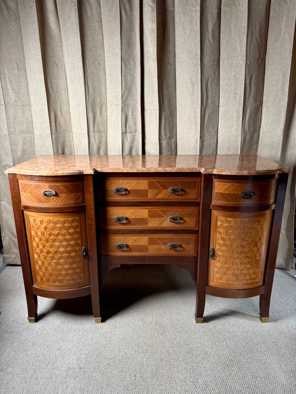 1930's Art Deco Marble Topped Sideboard